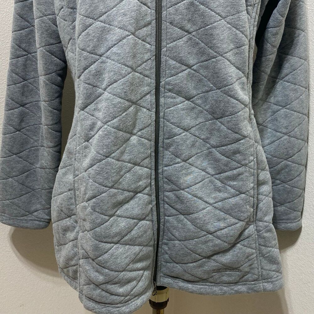 L.L. Bean Women's Faux Fur Lined Quilted Grey Coat Jacket Size Large - Picture 3 of 9